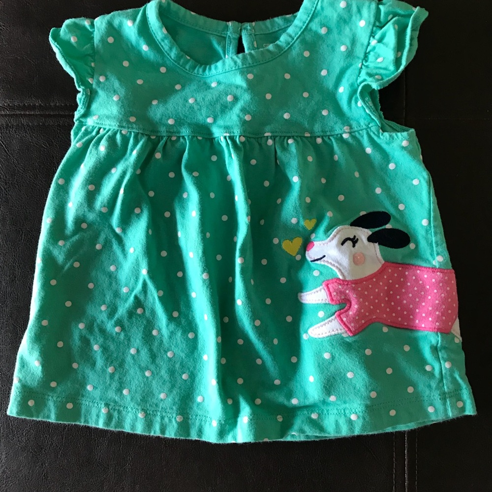 Carters Turquoise Polka Dot Dog Shirt (18 months)